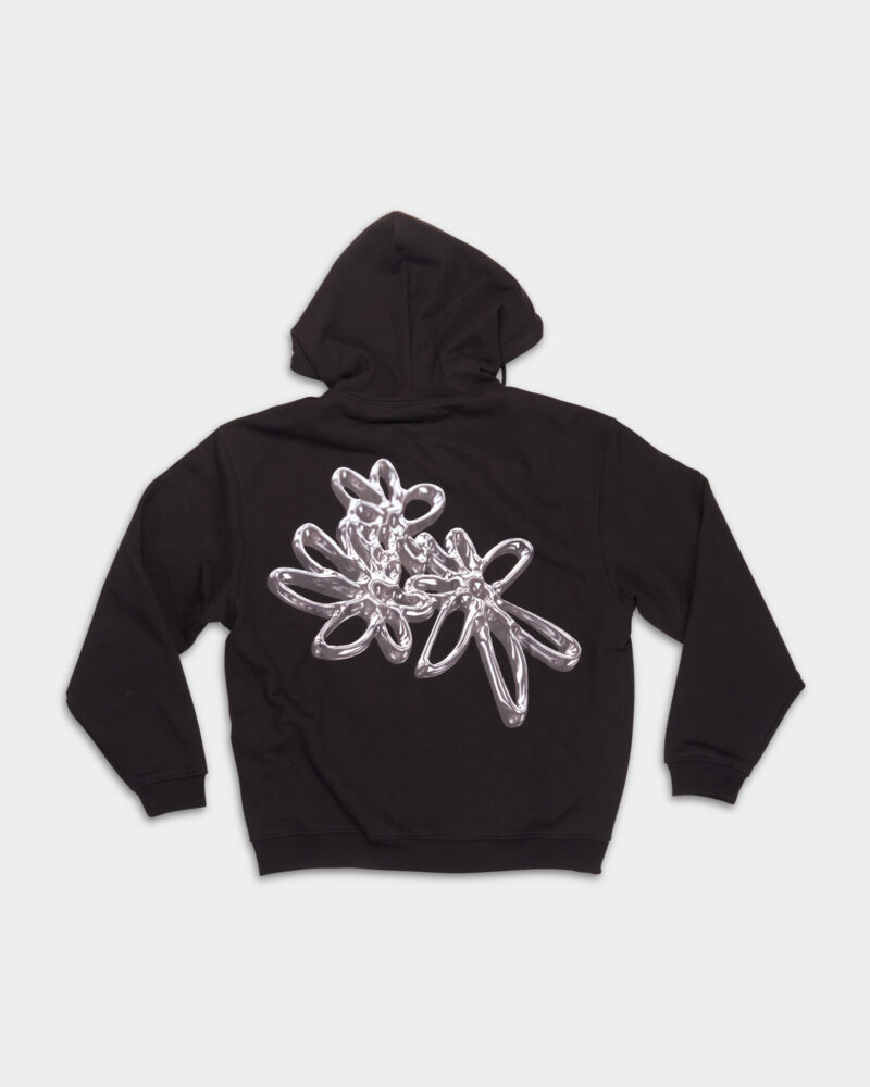 Filling Pieces Men's Chrome Flower Black Zip Hoodie 952998218610