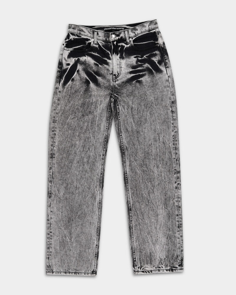 Alexander Wang Relaxed Straight Jean Embroidered Logo Black Acid Crush 4DC4244444 992A
