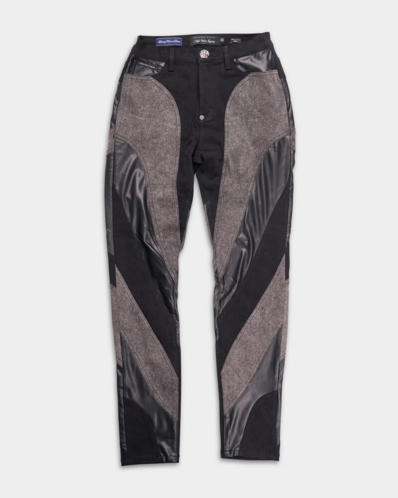 Philipp Plein Women's Multicutting High Waist Denim Trousers Jegging Fit Black WDT2652 PDE004N 02
