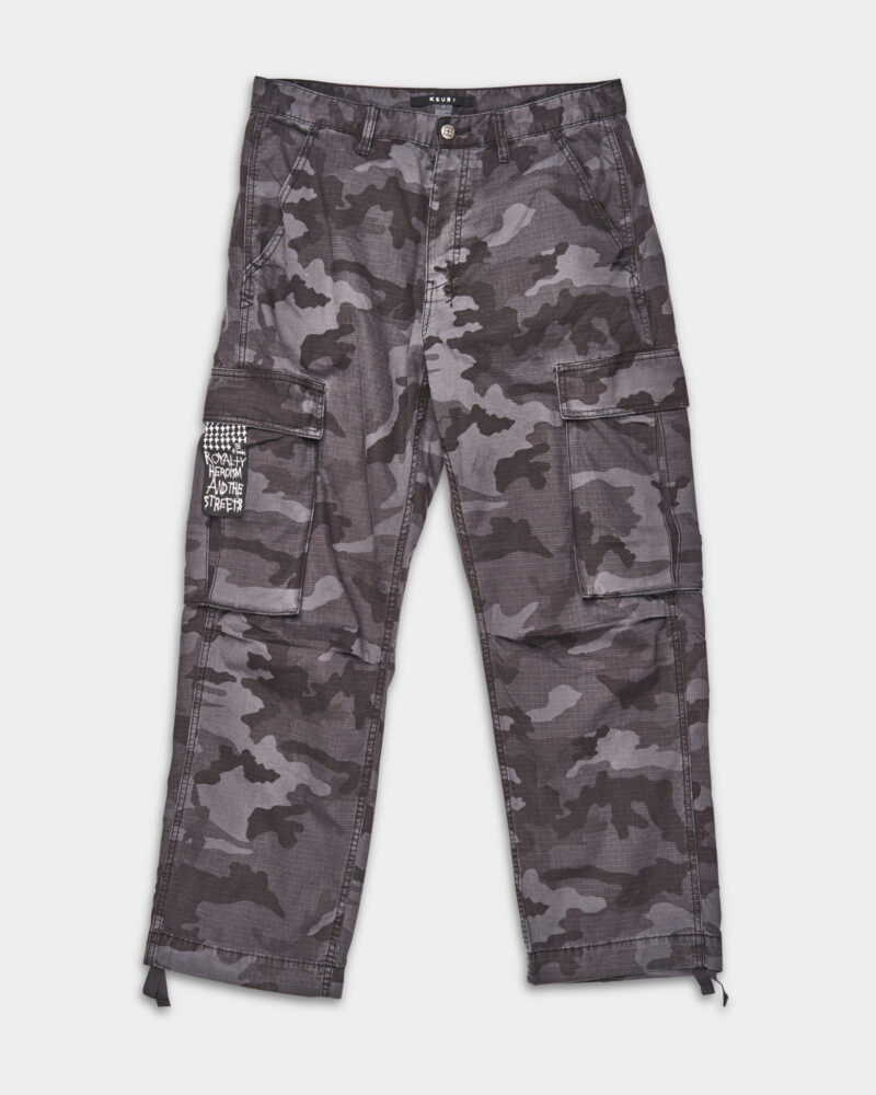 Ksubi Men's Woven Fugitive Cargo Black Camo MFA24PA001 BLK