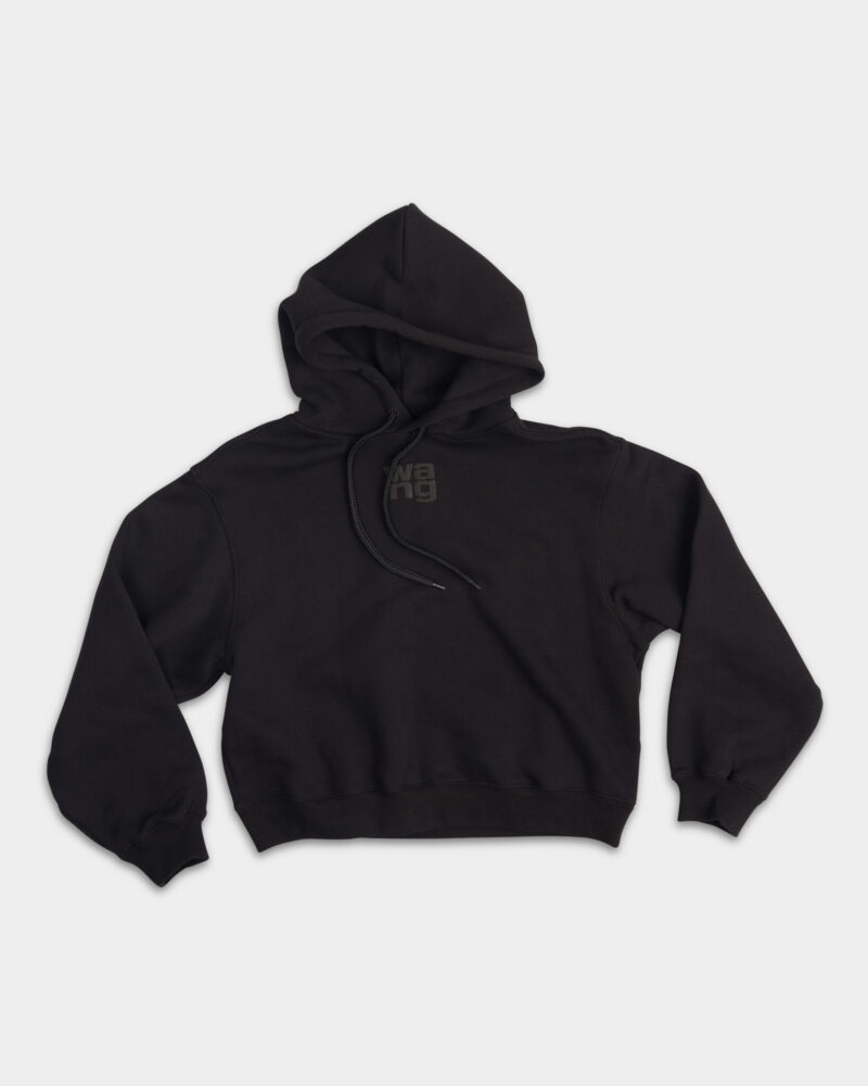 (Core) Alexander Wang Ladies Essential Terry Hoodie w/ Puff Paint Logo Black 4CC3242101 001