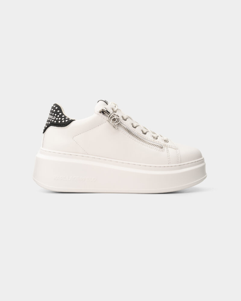 Karl Lagerfeld Ladies Anakapri Stud Tab Zip Lo White Lthr KL63527 011