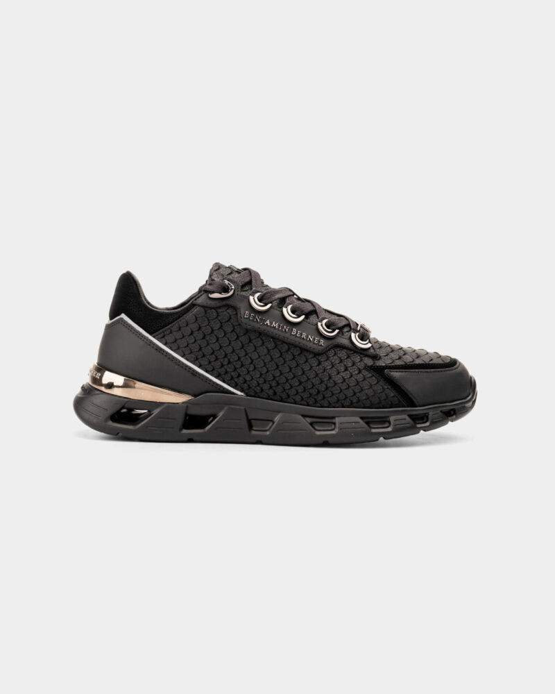 Benjamin Berner Men's High Tech Runner Nubuck Sneaker BNJ RAZOR All Black Python