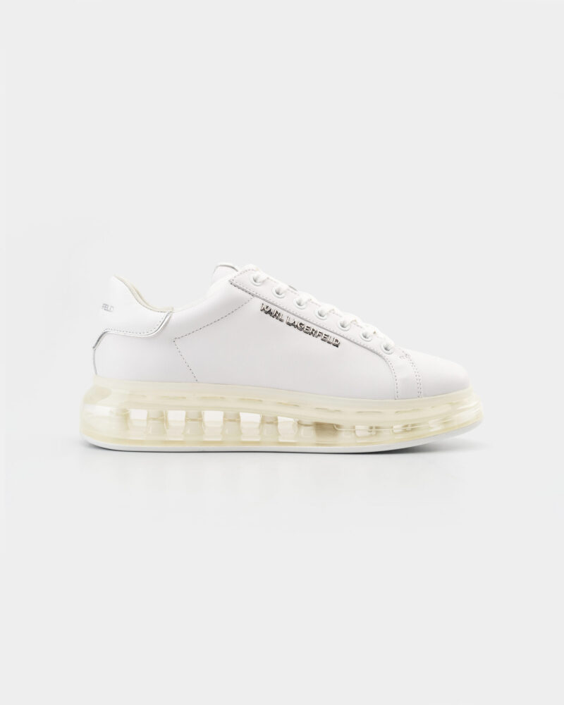 (Core) Karl Lagerfeld Men's Kapri Kushion Lo Lace Shine White Textured Lthr Mono KL52625A 11W