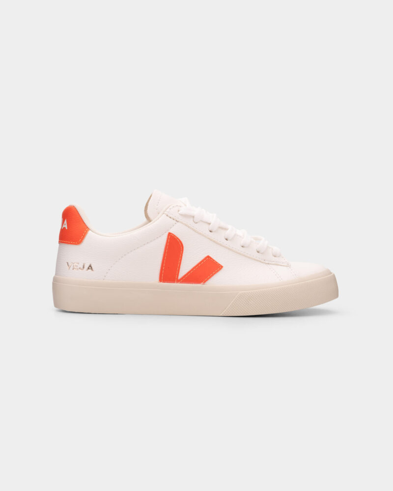 Veja Ladies Campo Chromefree Sneaker CP0503689A Extra White/ Orange Fluo