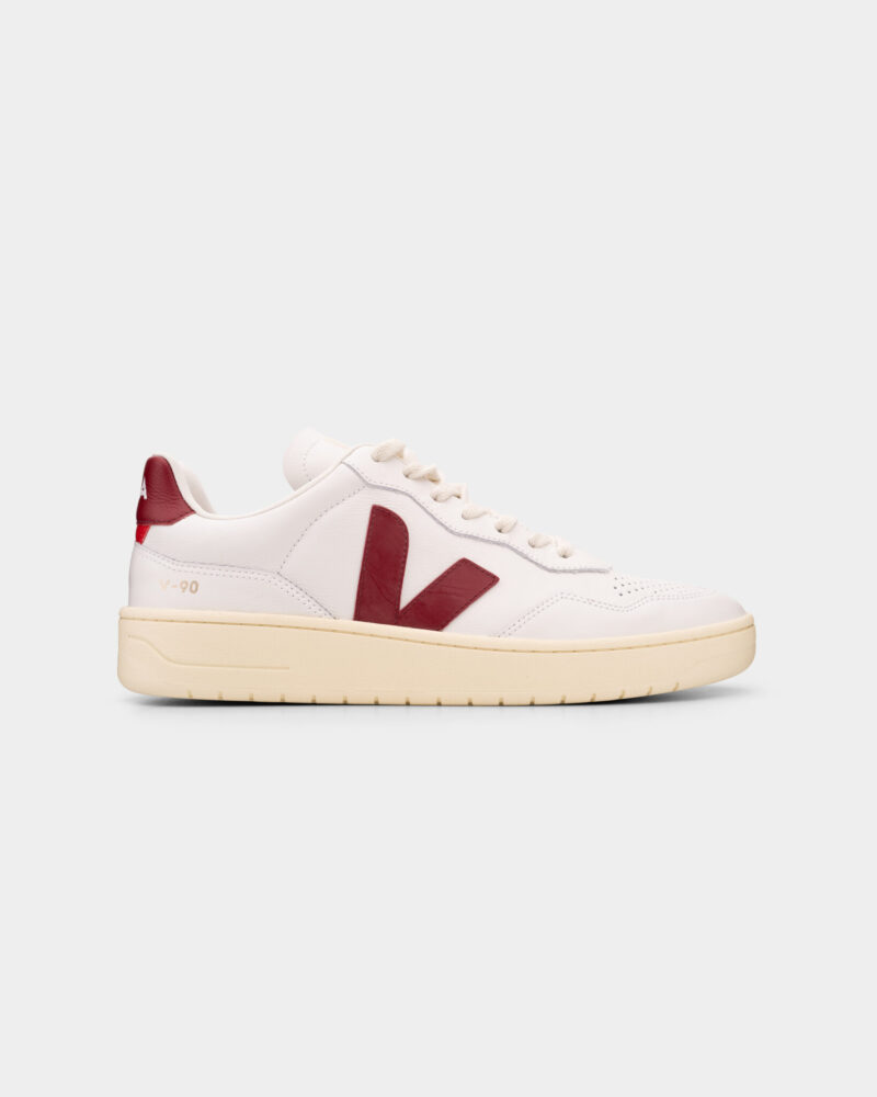 Veja Men's V-90 OT Leather Sneaker VD2003657B Extra White Marsala