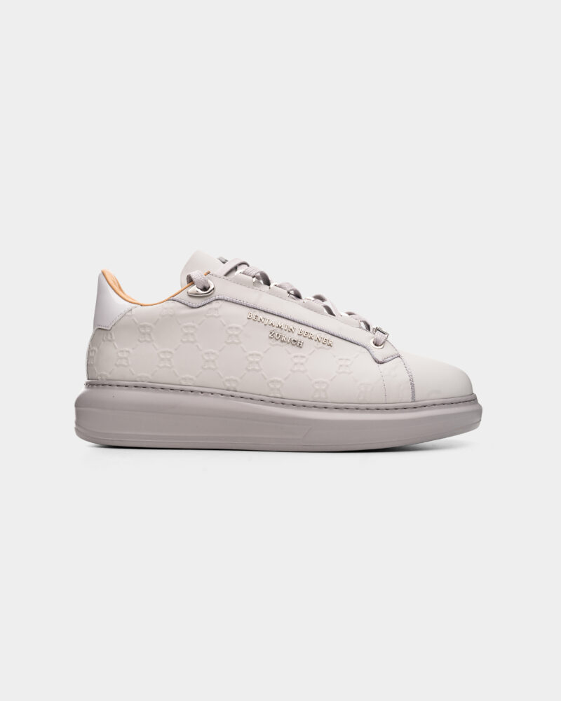 Benjamin Berner Men's Achille Monogram Embossed Matt Napa Sneaker BNJ ACHILLE Ice Grey