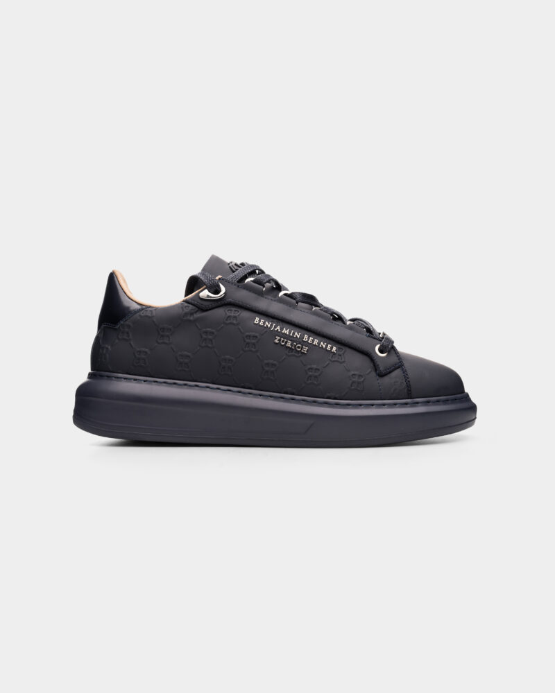 Benjamin Berner Men's Achille Monogram Embossed Matt Napa Sneaker BNJ ACHILLE Midnight Blue