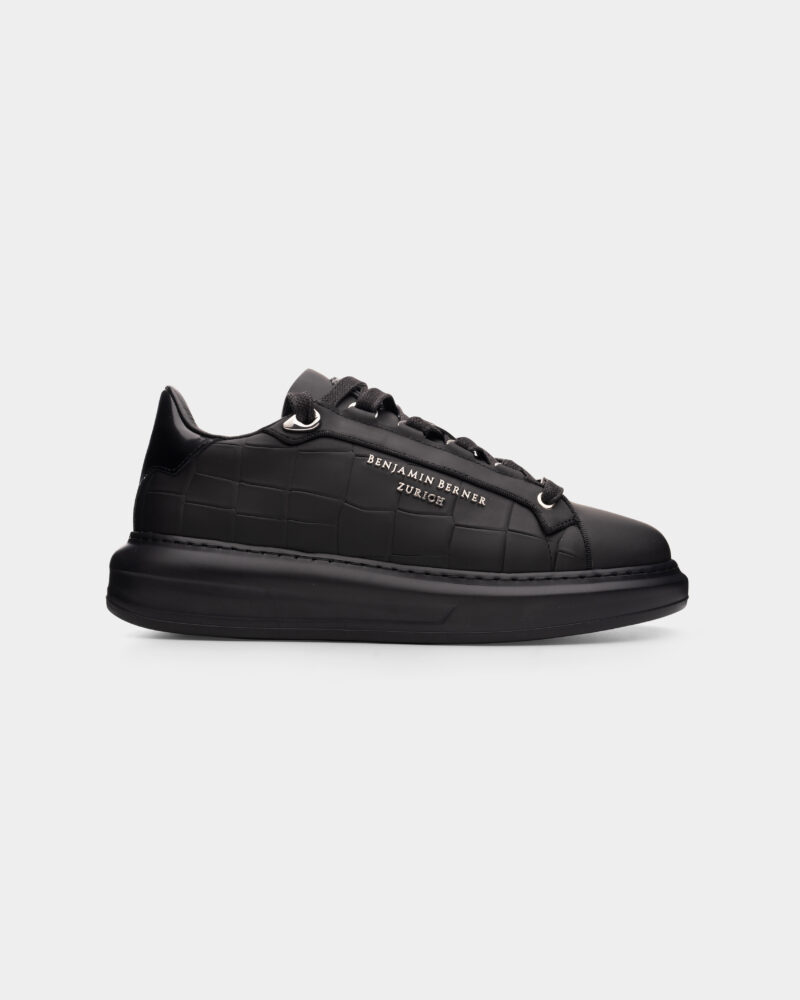 Benjamin Berner Men's Achille Matt Crocodile Sneaker BNJ ACHILLE All Black