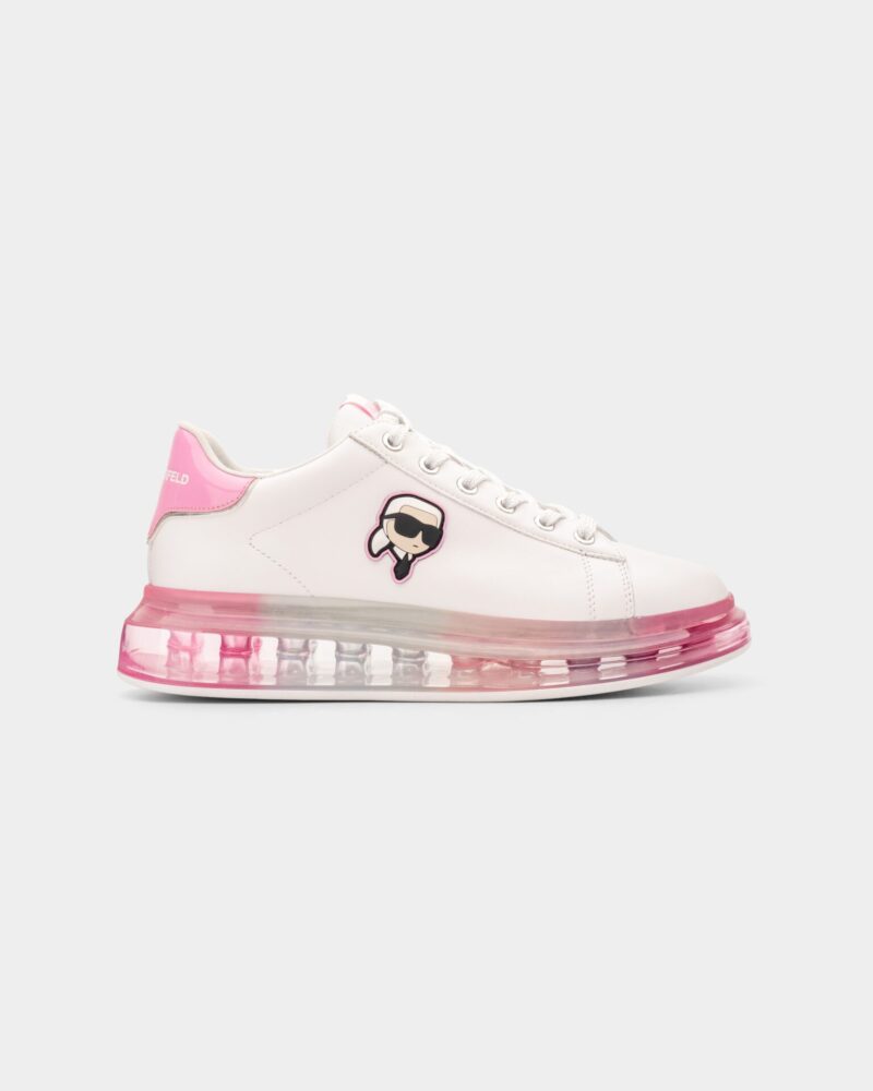 (Core) Karl Lagerfeld Ladies Kapri Kush NFT Lo Lace Sneaker Wht Lthr w/Pink KL62630N 01P
