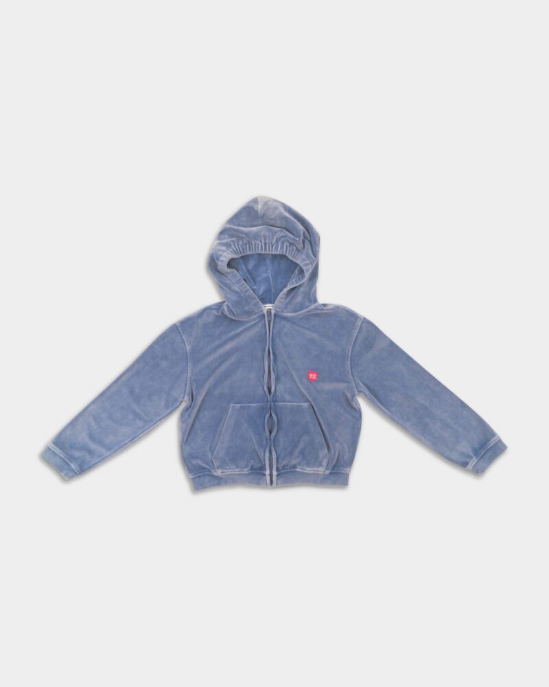 Alexander Wang Women's Shrunken Zip Up Hoodie w/ Apple Logo Washed 4CC1242075 472Ac