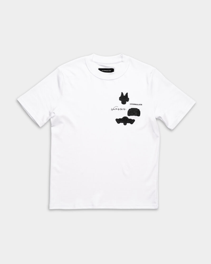 Hydraulics Hounds Multi Badge Tee White