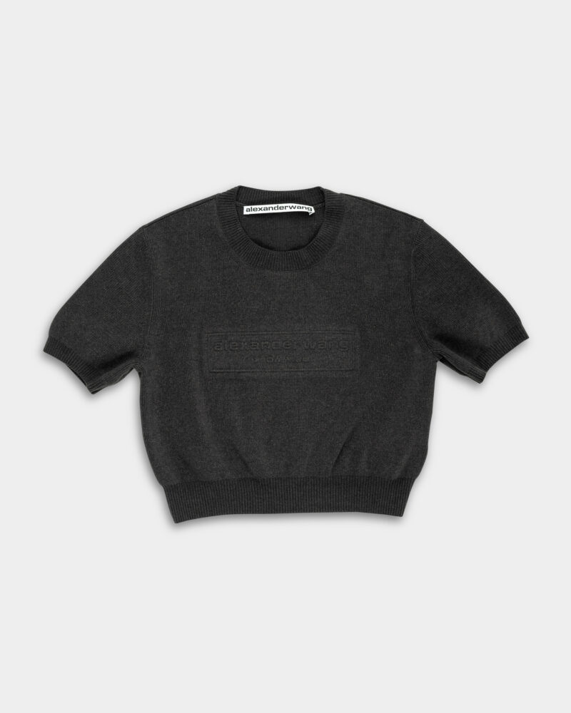 Alexander Wang Embossed Logo Ribbed SS Tee Grey 1KC3231037 020