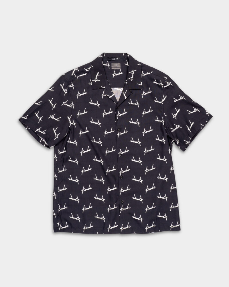 Ksubi Men's Woven Skript Resort SS Shirt Black MFA24SH016 BLK