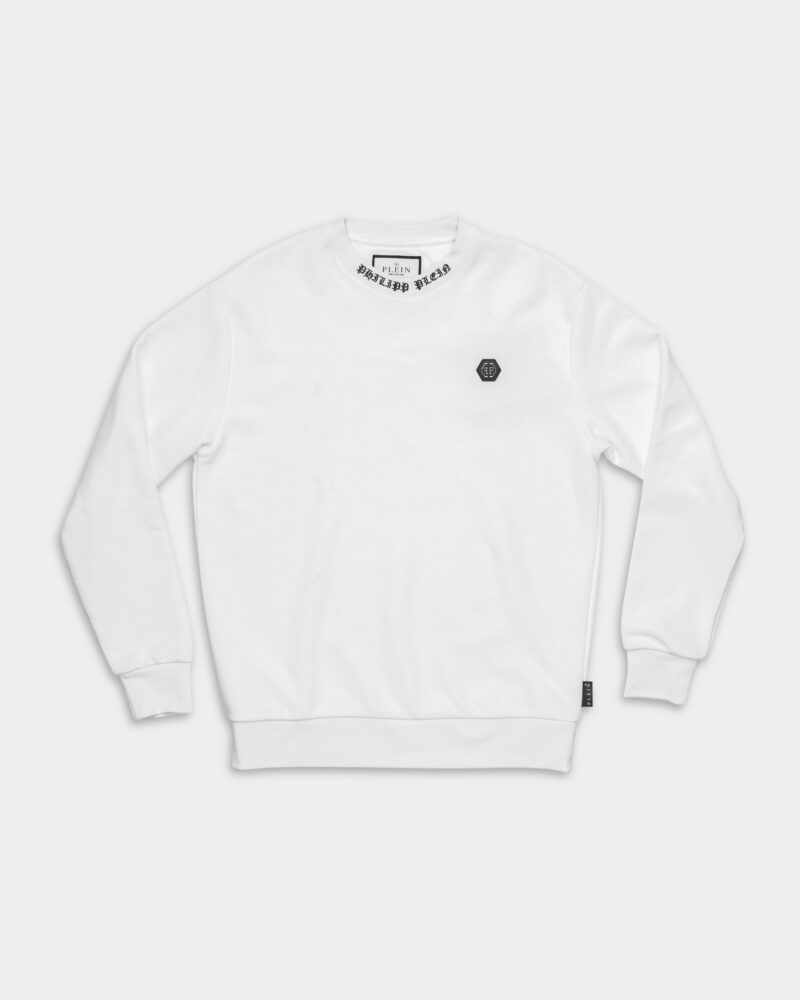 Philipp Plein Men's Sweatshirt LS Skull & Bones White MJO1144 PJO002N 01