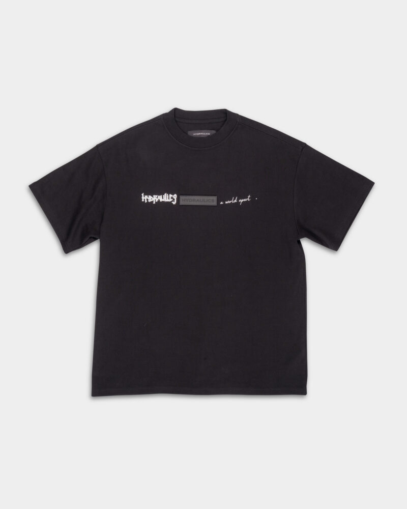 Hydraulics A World Apart Oversized Rubber Box Logo Tee Black